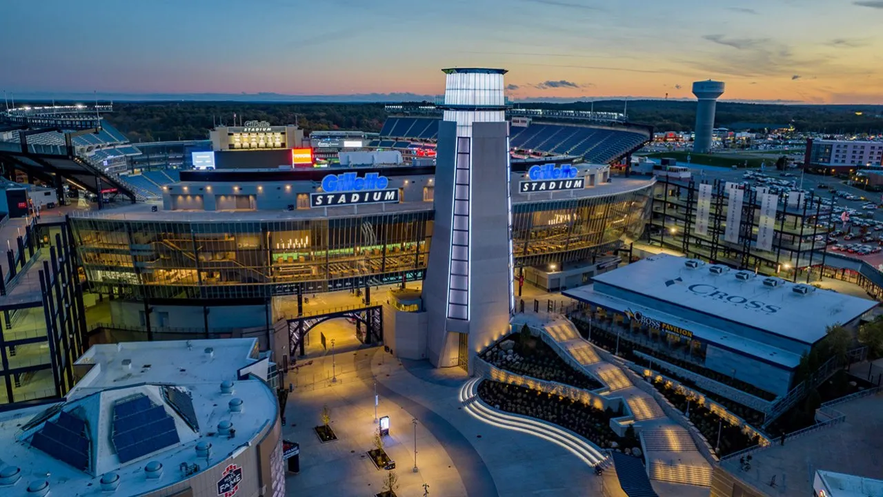 Gillette Stadium stands, capacity 68,756